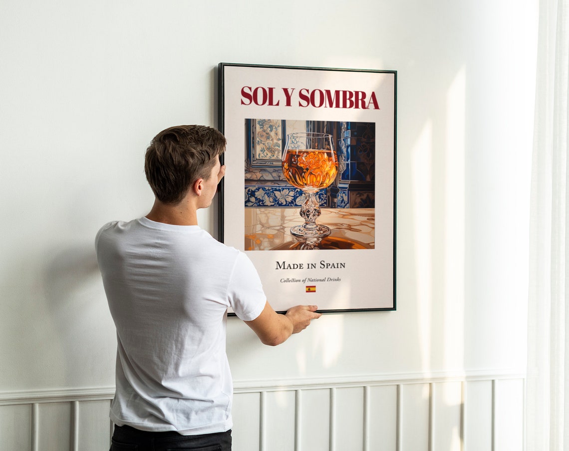 Sol Y Sombra on Maiolica Tile, Spanish Drink Poster - Image 2