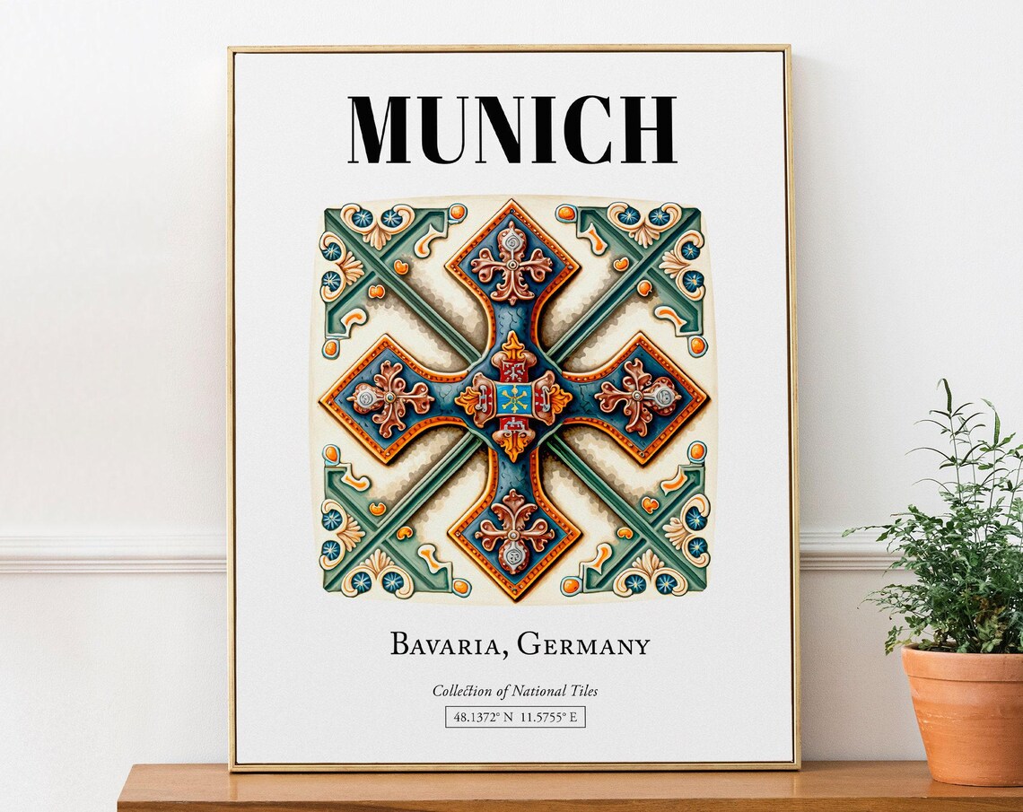 Munich Bavaria Germany Traditional Tile Pattern Poster