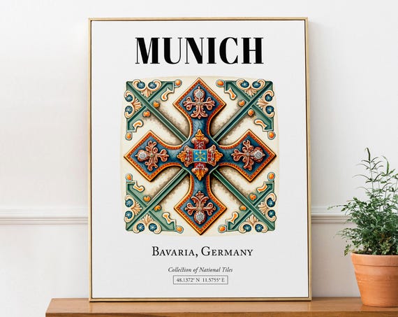 Munich Bavaria Germany Traditional Tile Pattern Poster