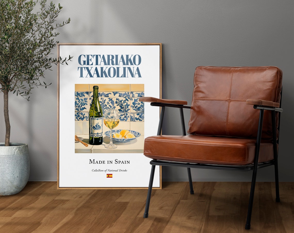 Getariako Txakolina On Maiolica Tile, Poster Print - Image 4