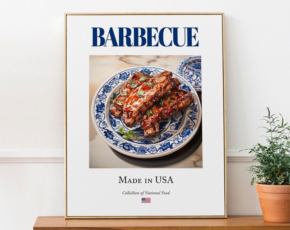 Barbecue On Maiolica Tile Plate, Traditional Food Art Print