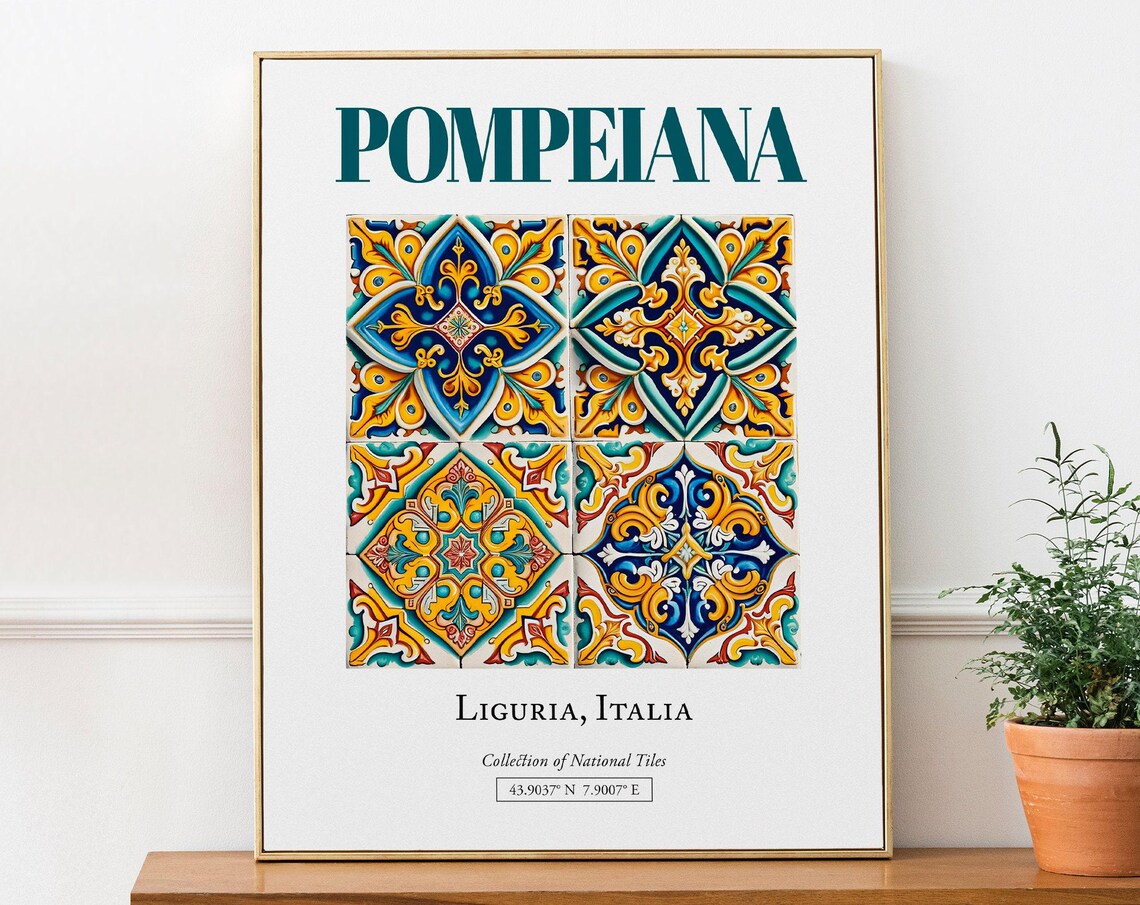 Pompeiana Liguria Italy Folk Maiolica Tile Art Print