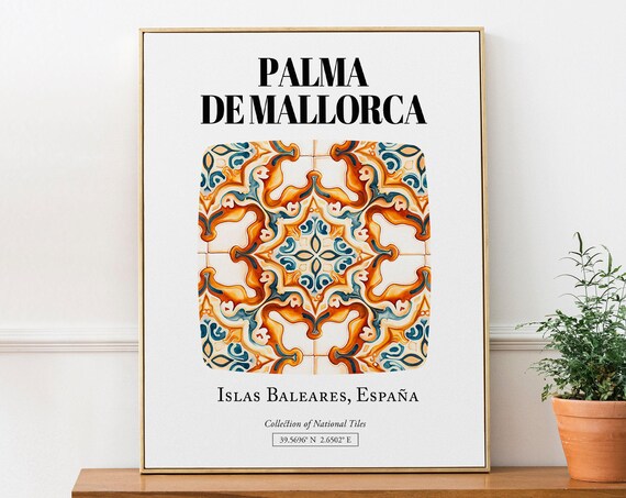 Palma De Mallorca Tile Travel Poster, Balearic Islands