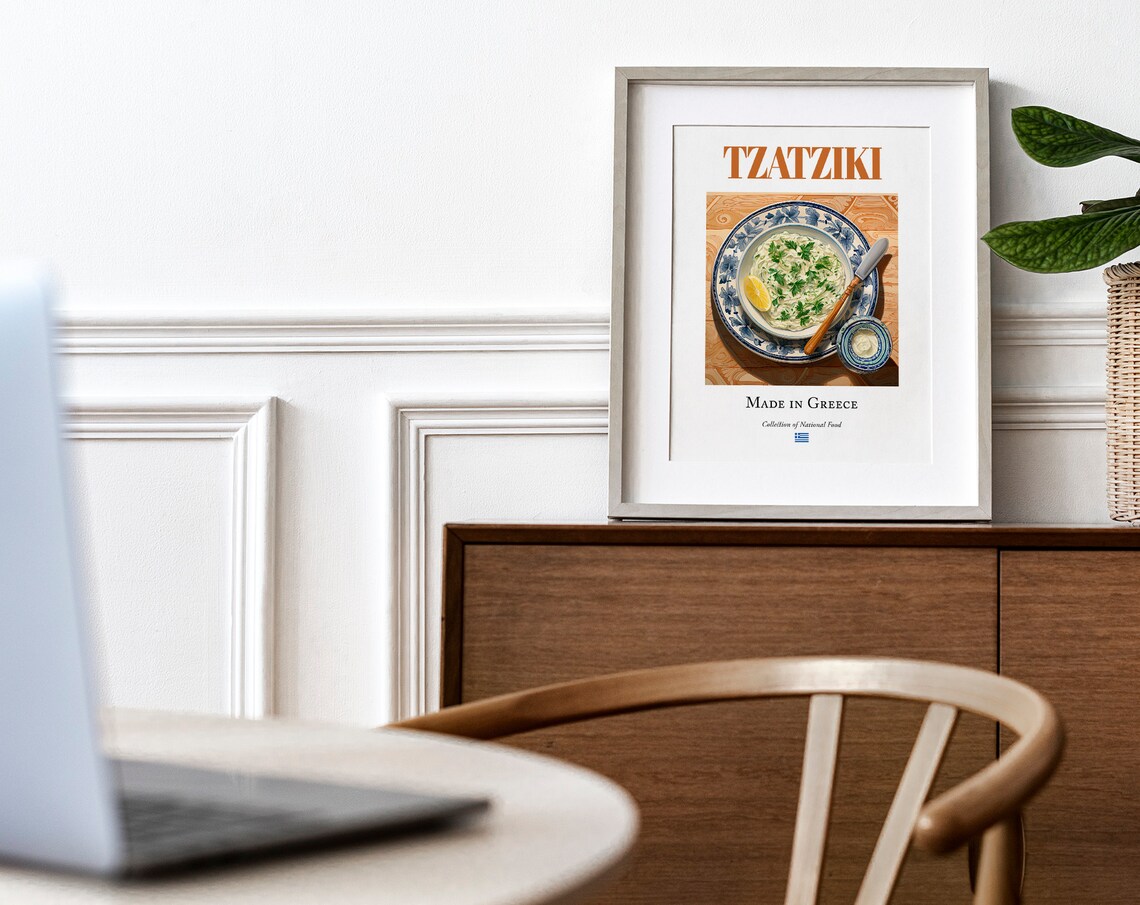 Tzatziki On Maiolica Tile Plate, Greek Food Poster - Image 4