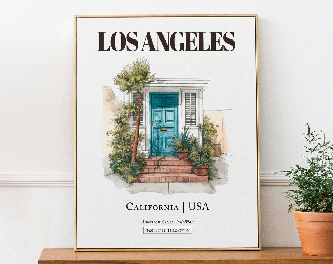Los Angeles USA Minimalist Watercolor Travel Poster