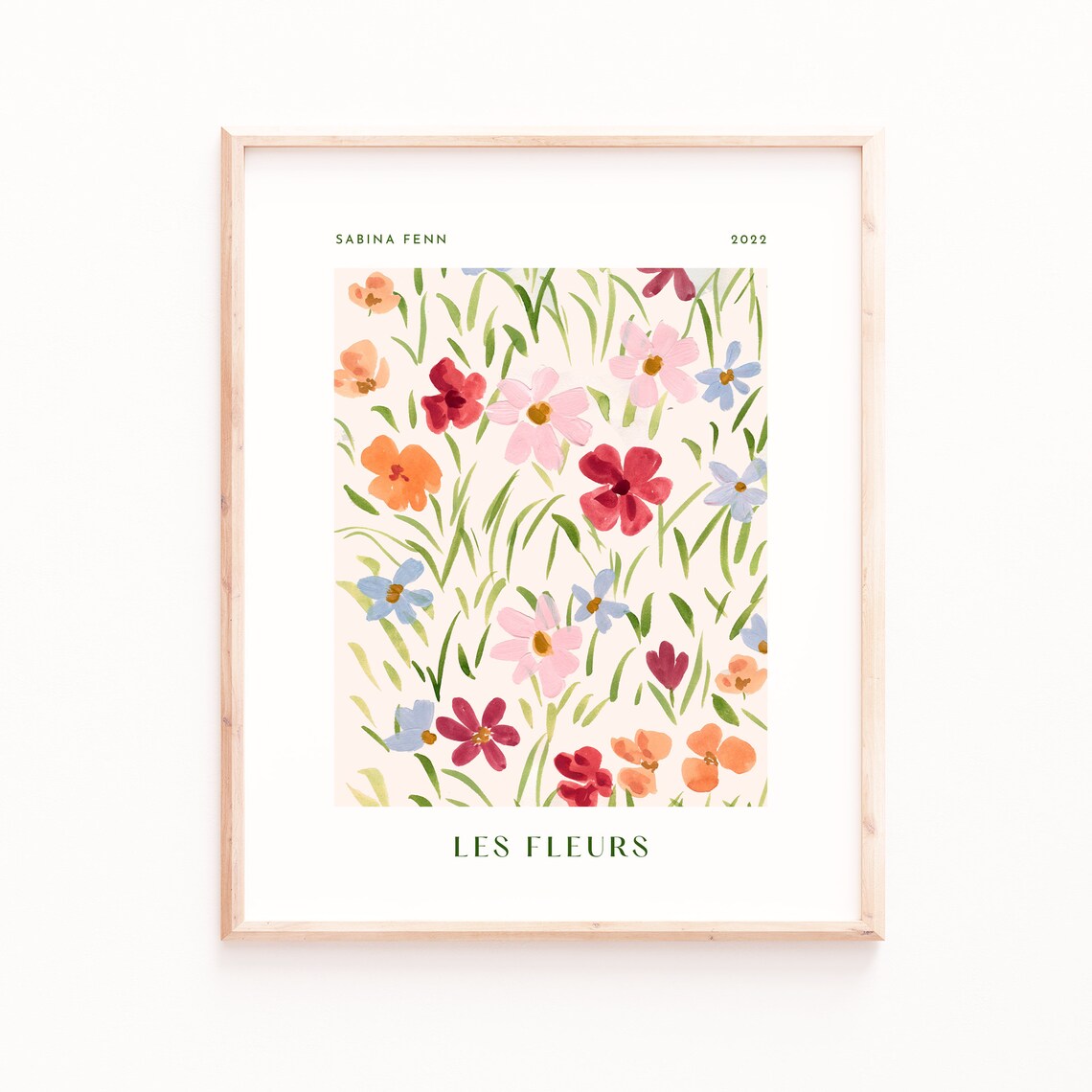 Vintage Floral Poster Print, Danish Pastel Vibe