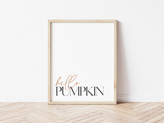 Hello Pumpkin Gold Script Fall Autumn Minimalist Quote Poster