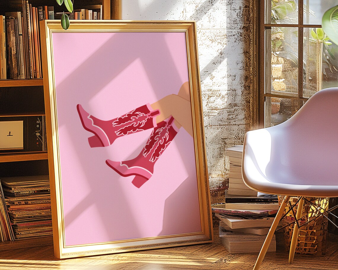 Cowgirl Maximalist Retro Print, Girls Room Decor