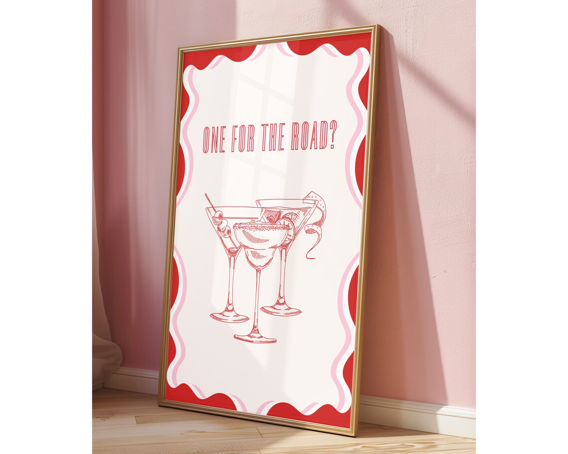 One For The Road Cocktail Print, Retro Maximalist - Image 3