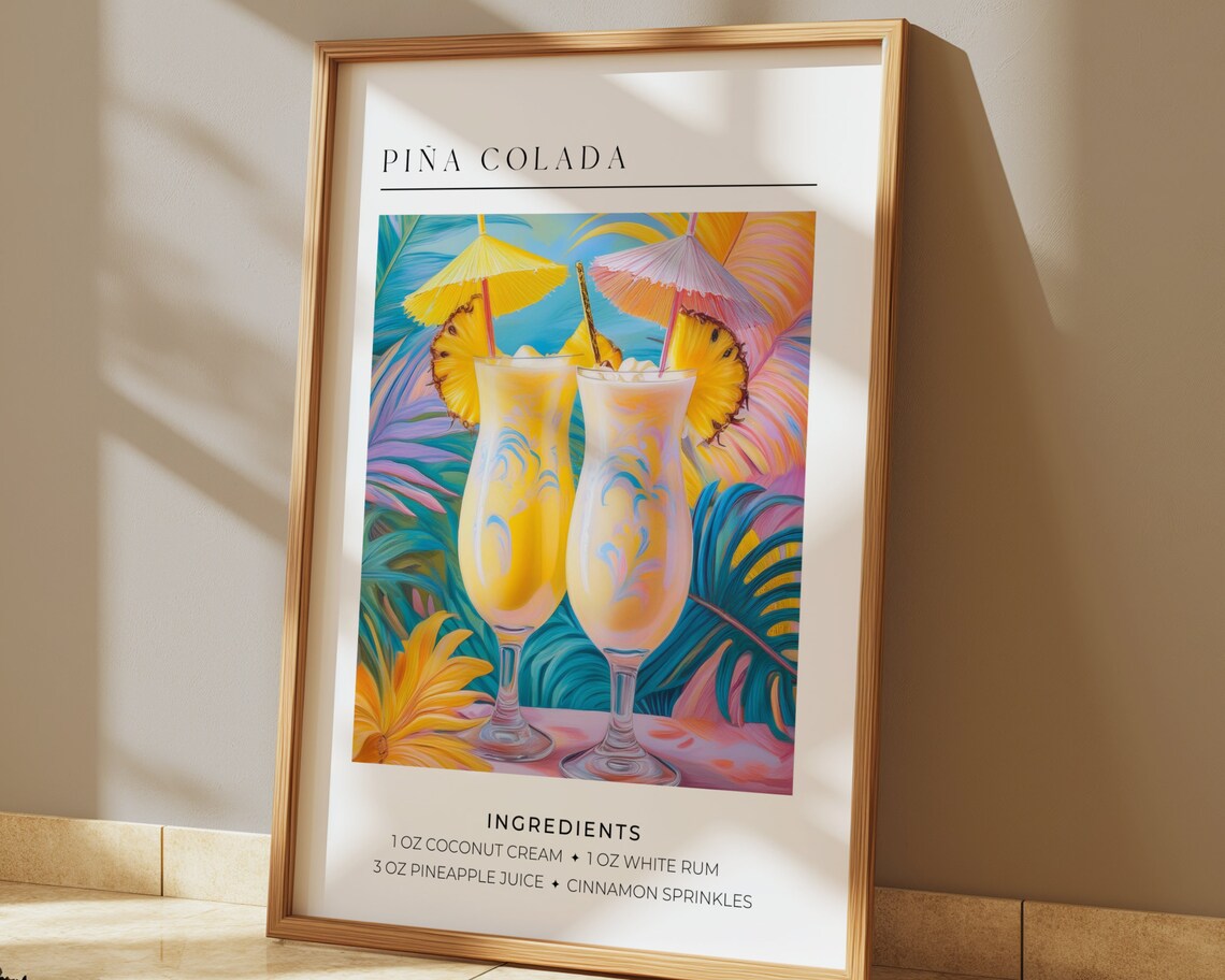 Pina Colada Cocktail, Maximalist Retro Art Print - Image 3