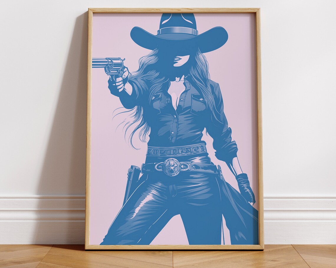 Coastal Cowgirl Art Print, Vintage Western Cowgirl