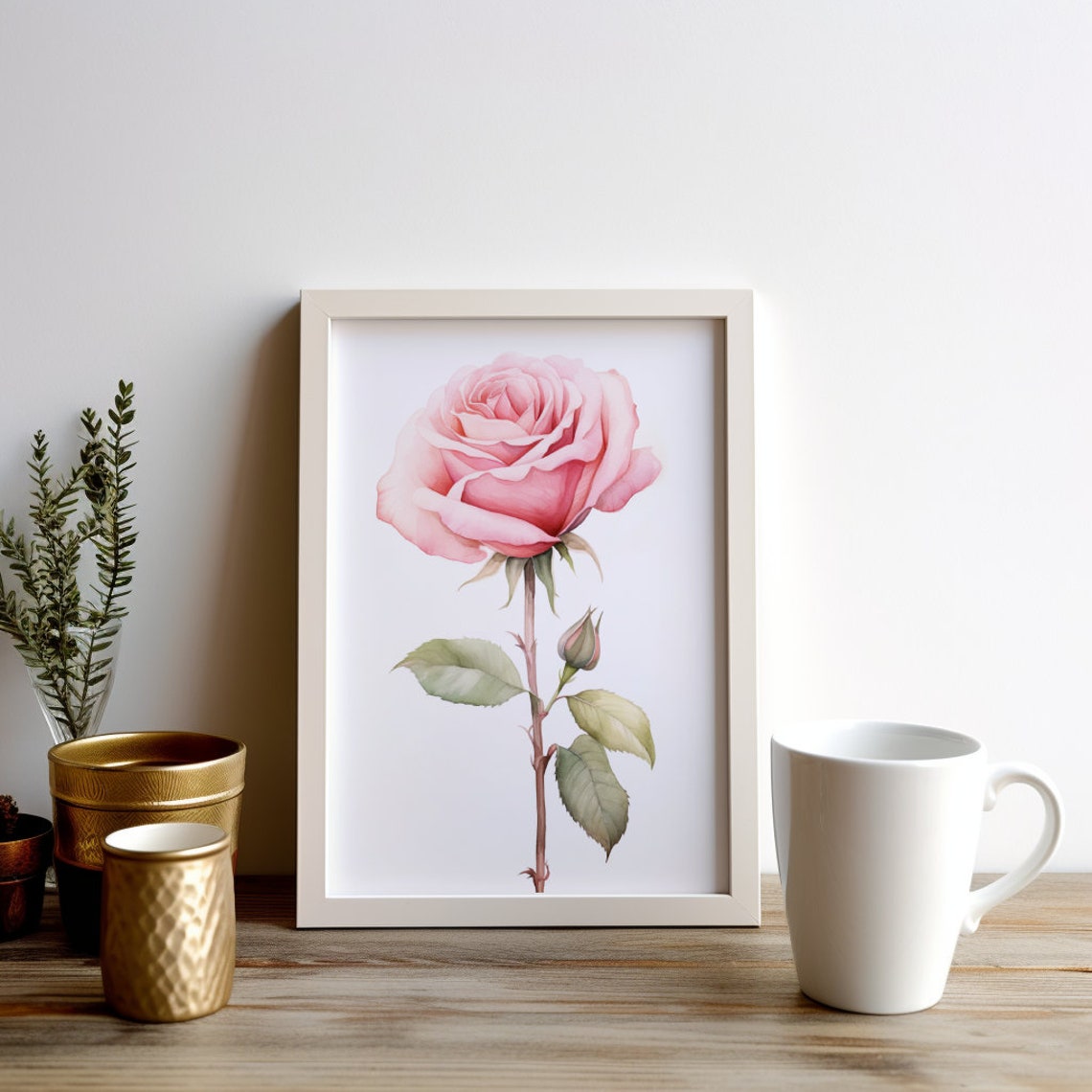 Rose Watercolor Wall Art Watercolor Rose Pink Rose Watercolor Pink Rose Painting Floral Watercolor Rose Wall Art Blush Pink - Image 3