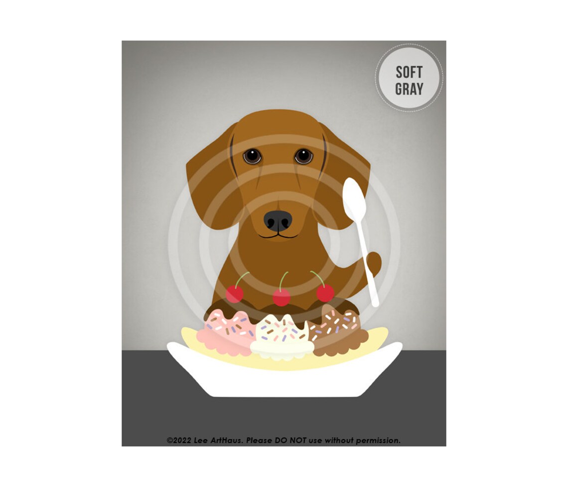 Red Dachshund Eating Banana Split Ice Cream Sundae Funny Dog Poster - Image 3