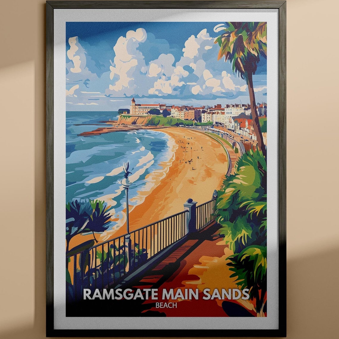 Ramsgate Main Sands Beach Kent England Vintage Travel Poster
