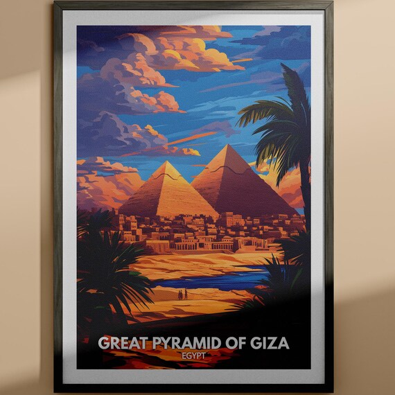 Great Pyramid Of Giza Print Great Pyramid Of Giza Travel Poster Egypt Wall Art Print Egypt Home Decor Travel Wall Art Poster