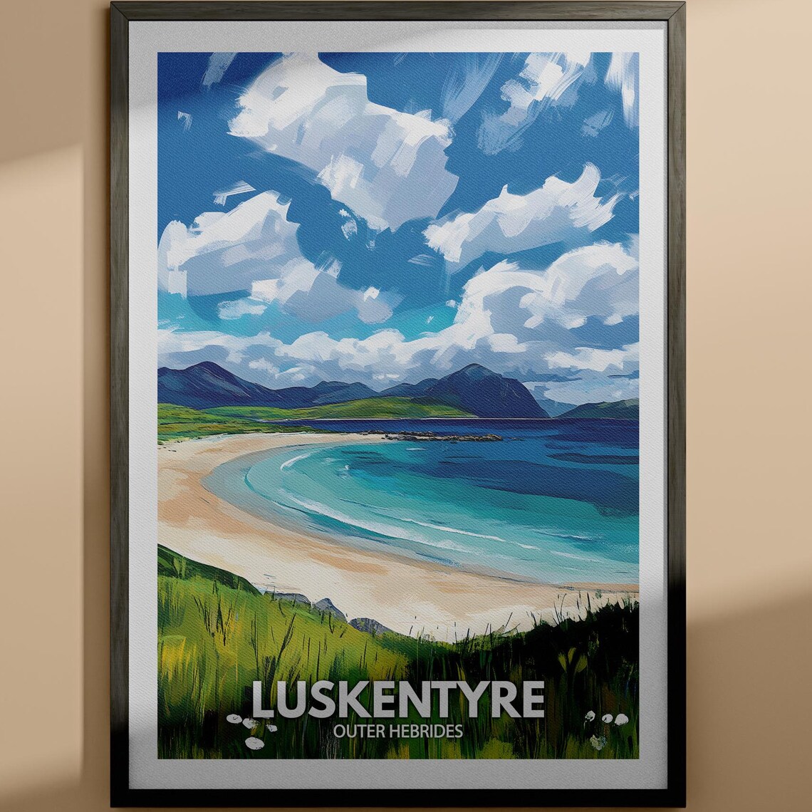 Luskentyre Outer Hebrides Scotland White Sands Beach Travel Poster