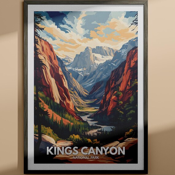 Kings Canyon National Park Granite Valley Vintage Travel Poster
