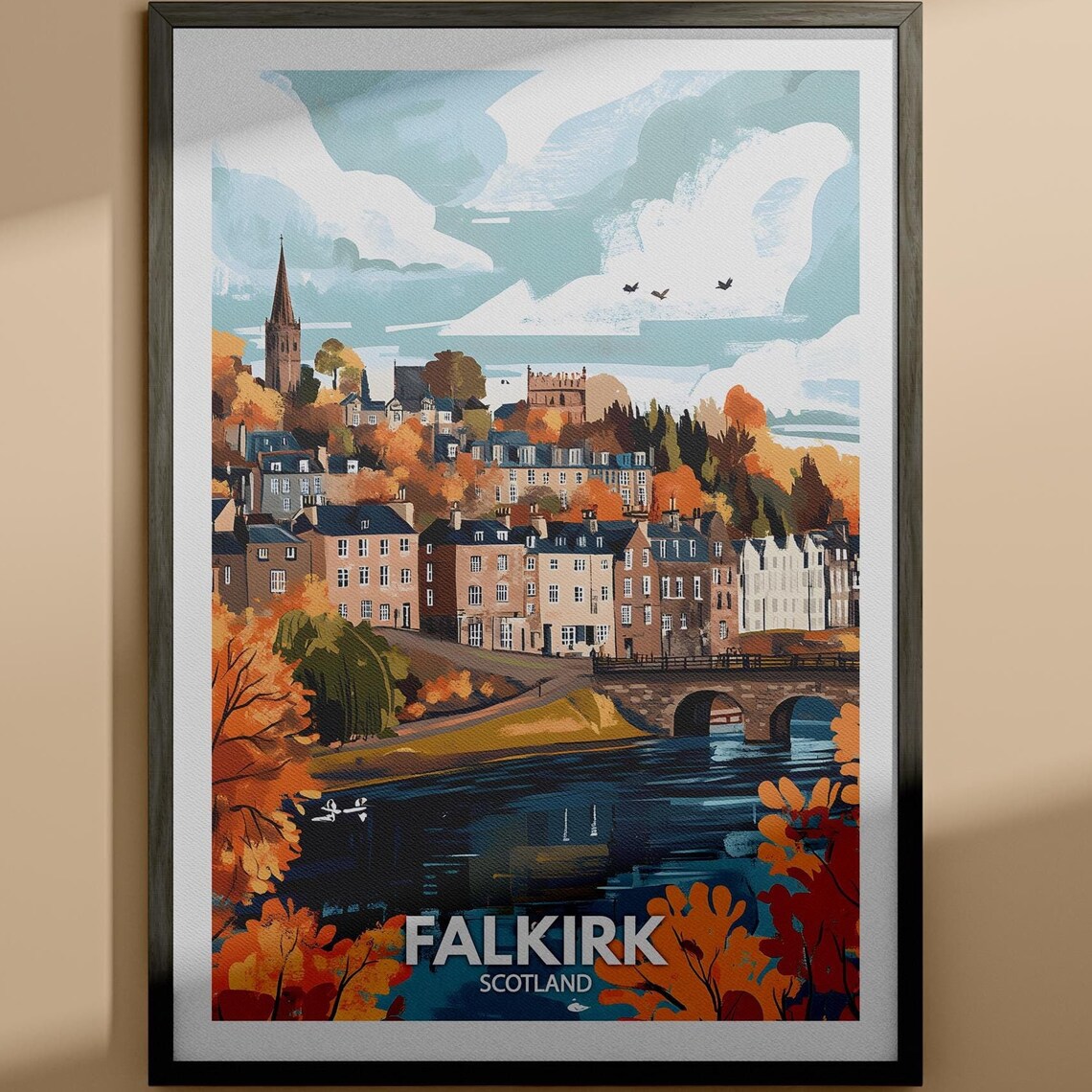 Falkirk Print Falkirk Travel Poster Scotland Wall Art Print Scotland Home Decor Travel Wall Art Decor Unique City Poster