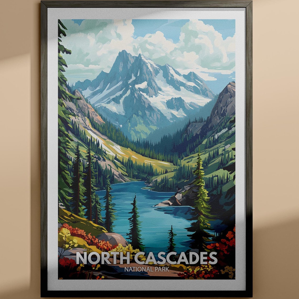North Cascades Print North Cascades National Park Poster United States National Parks Art United States Travel Poster Nature Prints