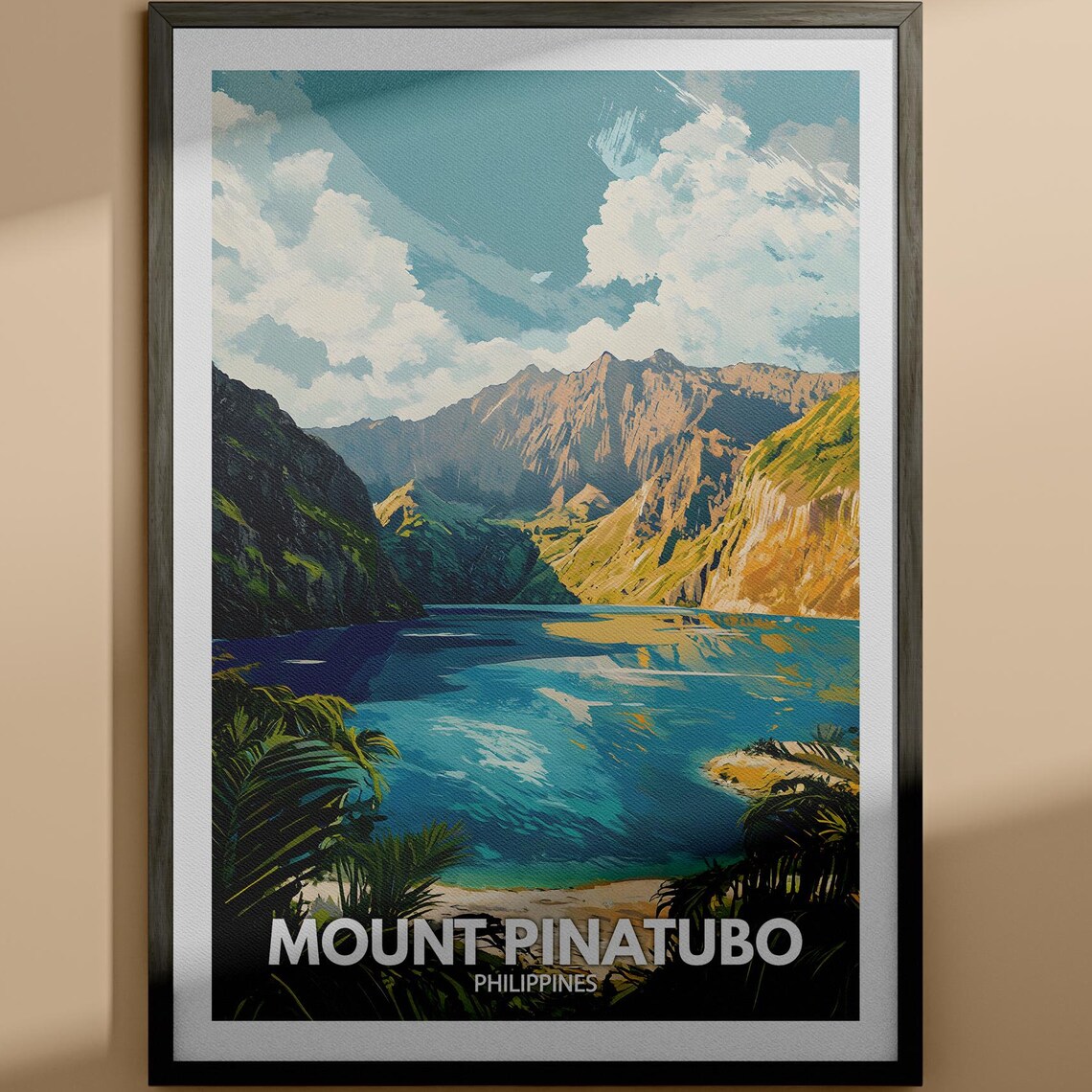 Mount Pinatubo Philippines Crater Lake Vintage Travel Poster