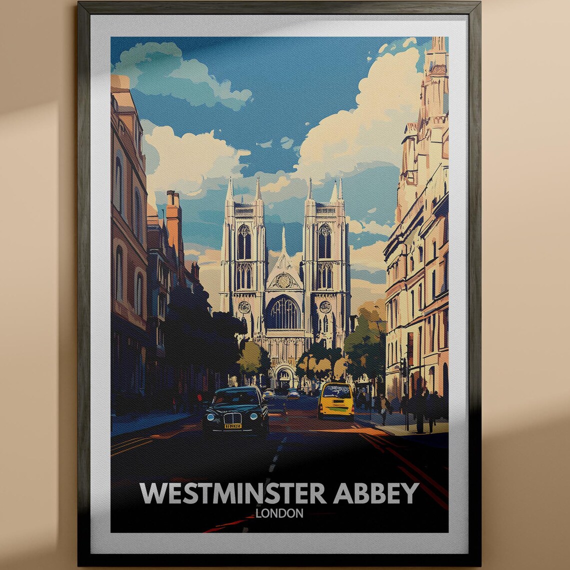 Westminster Abbey London Gothic Street View Landmark Travel Poster