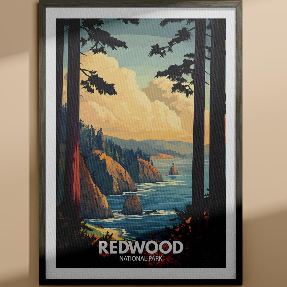 Redwood Print Redwood National Park Poster United States National Parks Art United States Travel Poster Nature Prints