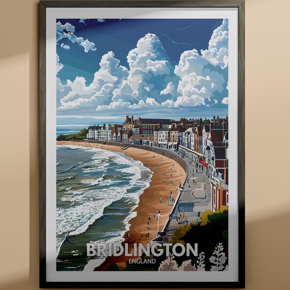 Bridlington England Beach Promenade Seaside Vintage Style Travel Poster