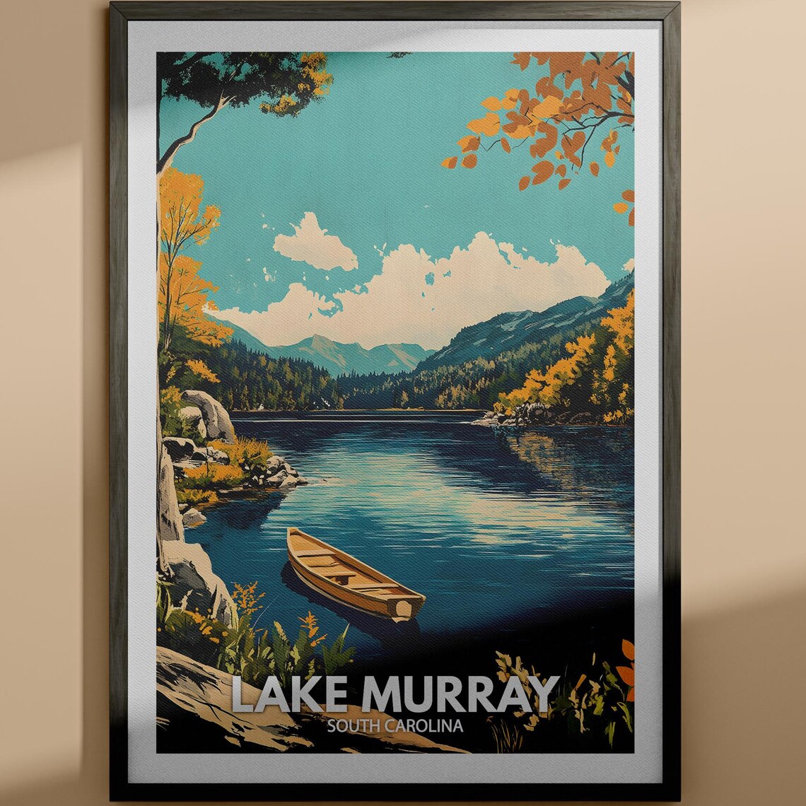 Lake Murray South Carolina Autumn Canoe Lakeside Retreat Poster