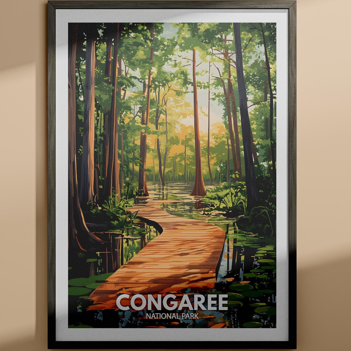 Congaree Print Congaree National Park Poster United States National Parks Art United States Travel Poster Nature Prints