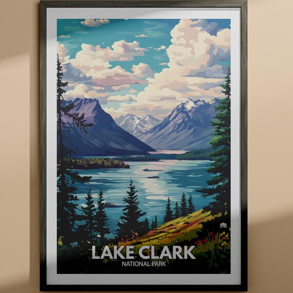 Lake Clark National Park Alaska Mountains Vintage Travel Poster