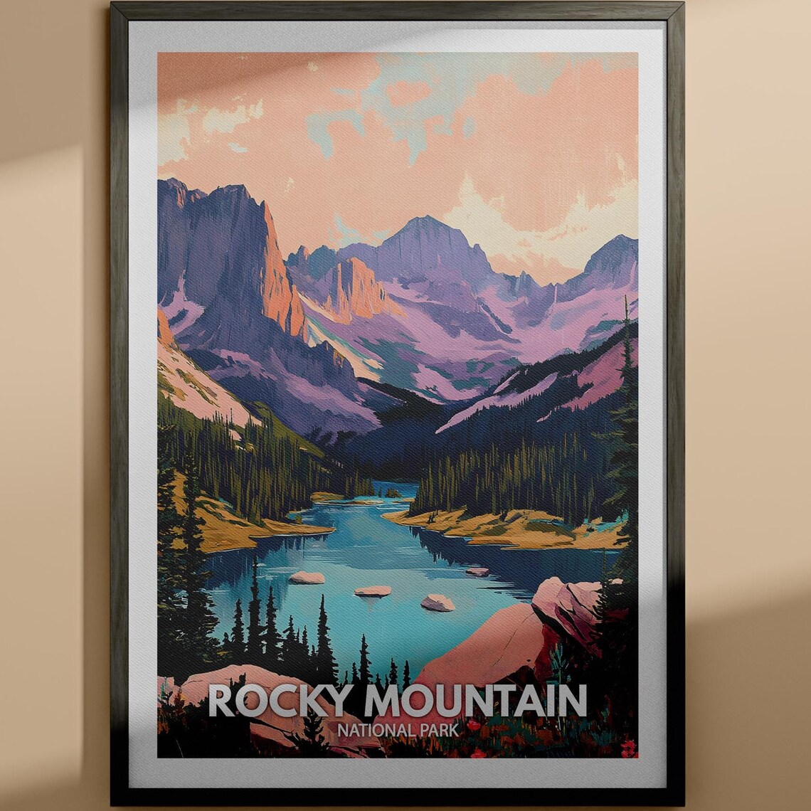 Rocky Mountain National Park Alpine Lake Vintage Travel Poster