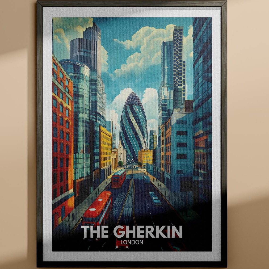 The Gherkin Print The Gherkin Travel Poster London Wall Art Print London Home Decor Travel Wall Art Decor Unique City Poster