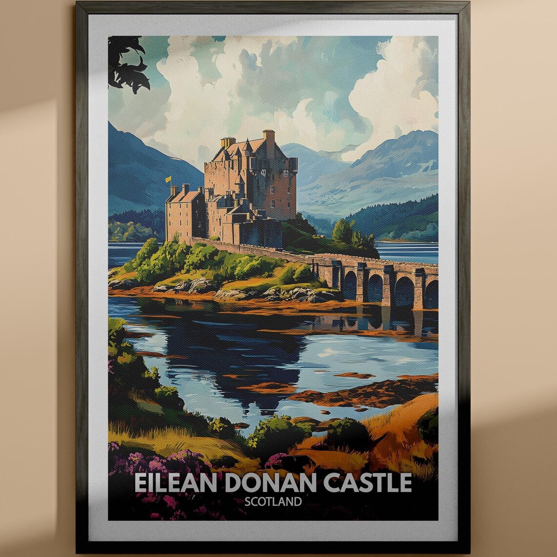 Eilean Donan Castle Scotland Highland Loch Vintage Travel Poster
