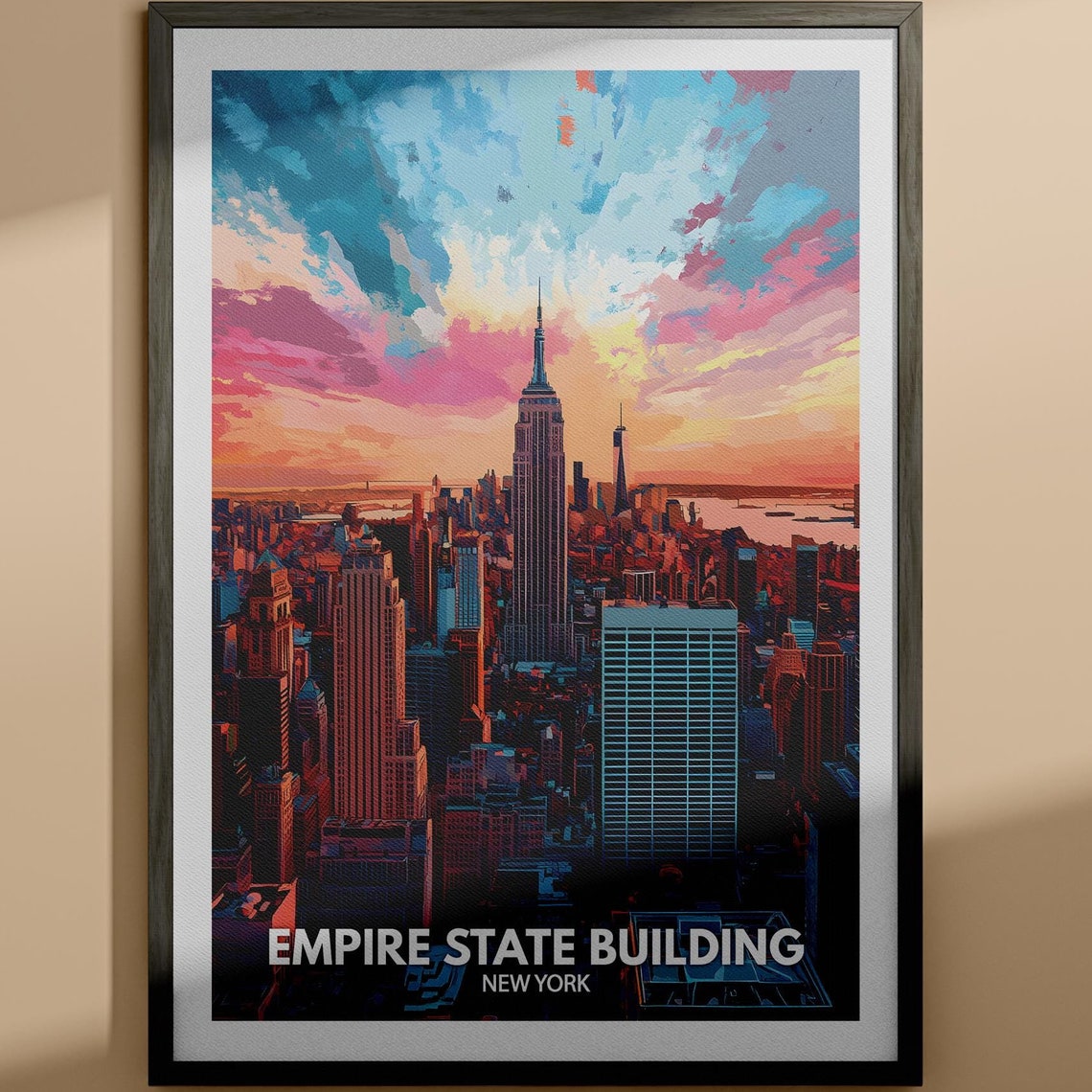 Empire State Building New York Sunset Skyline Panorama Poster