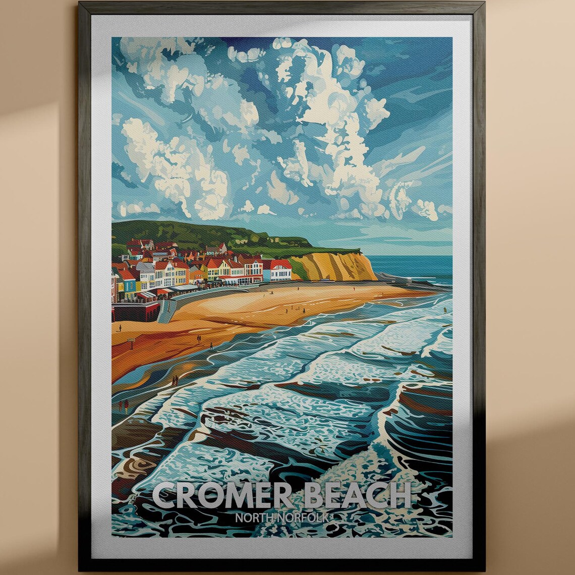 Cromer Beach North Norfolk Seaside Town Golden Sand Vintage Poster