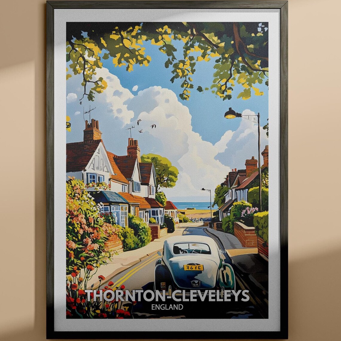 Thornton Cleveleys England Coastal Street Vintage Travel Poster