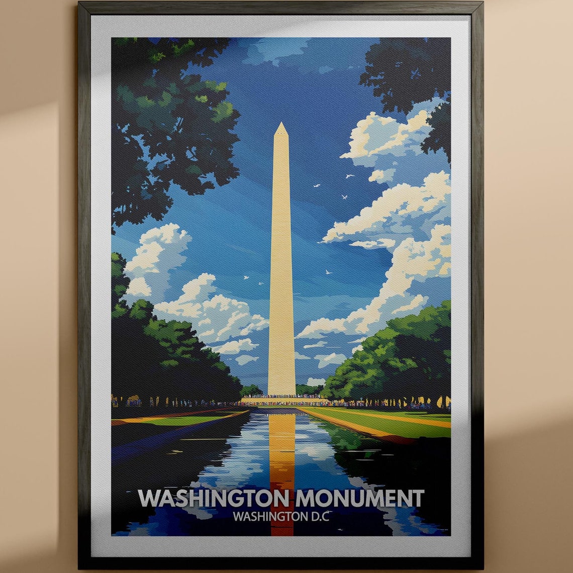 Washington Monument Washington DC Reflecting Pool Travel Poster