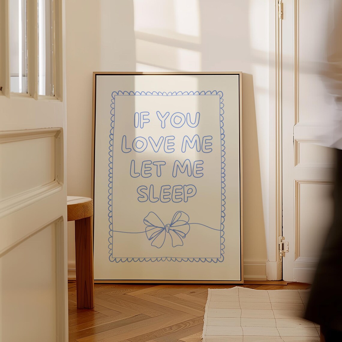 If You Love Me Let Me Sleep Blue Bow Coquette Bedroom Quote Poster