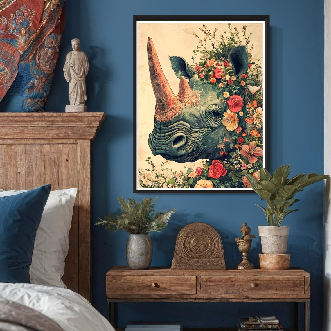 Rhino Floral Botanical Art Print, Safari Wildlife - Image 4