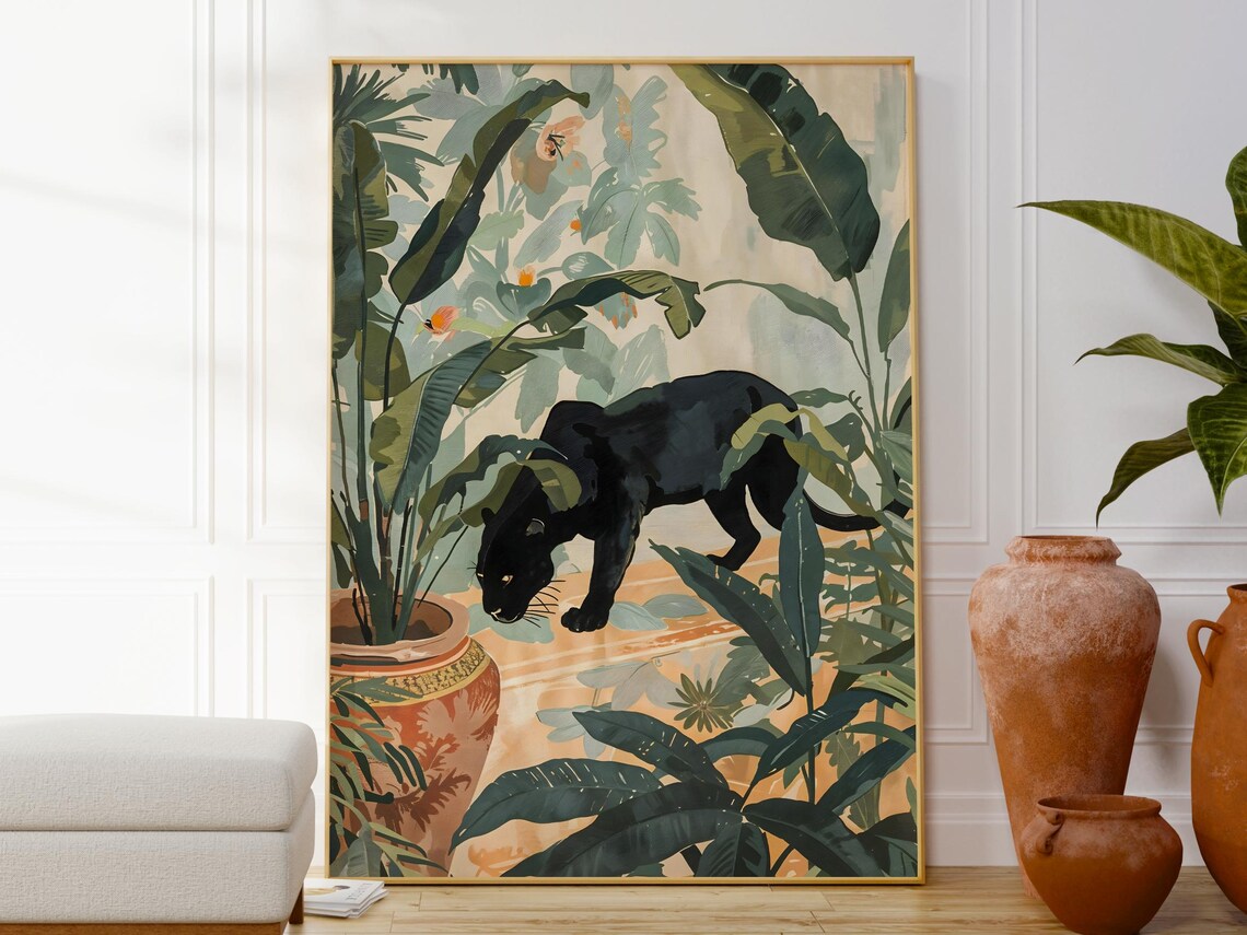Leopard Botanical Print, Exotic Jungle Animal