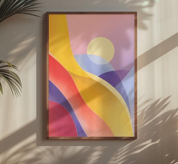 Abstract Gradient Shapes Soft Pastel Minimalist Wall Art Modern