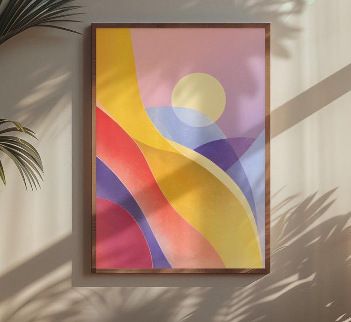 Abstract Gradient Shapes Soft Pastel Minimalist Wall Art Modern
