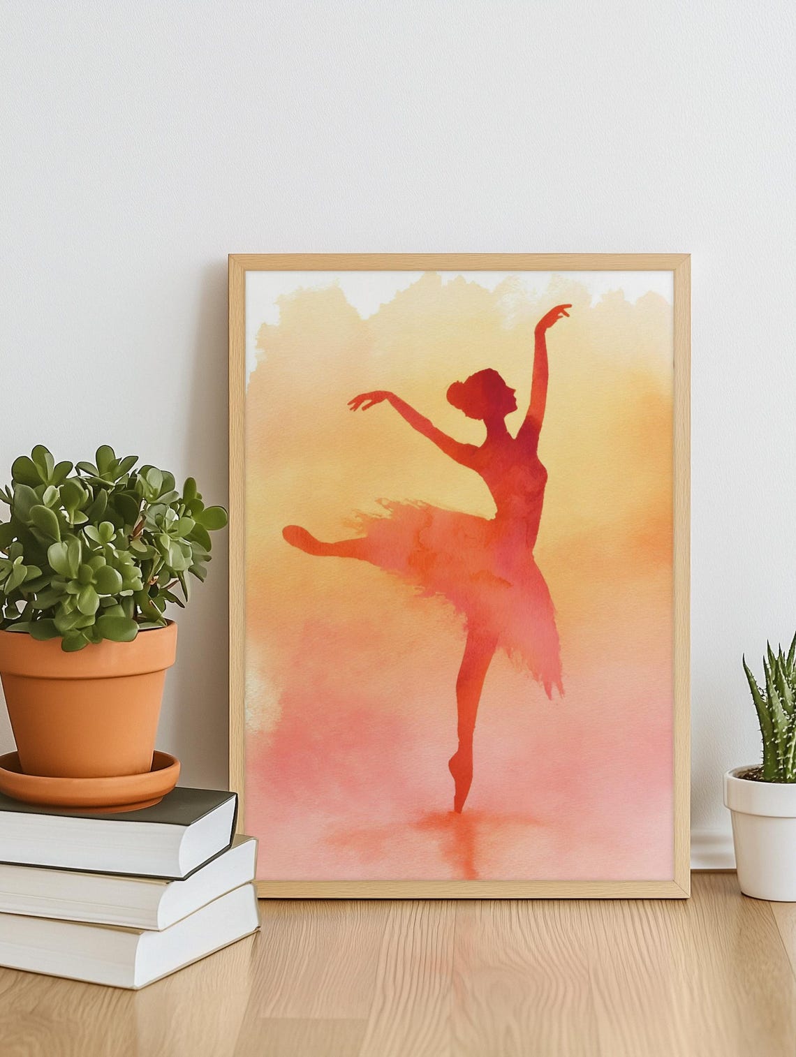 Dreamy Ballerina Dancing in Warm Sunset Light Watercolor Poster