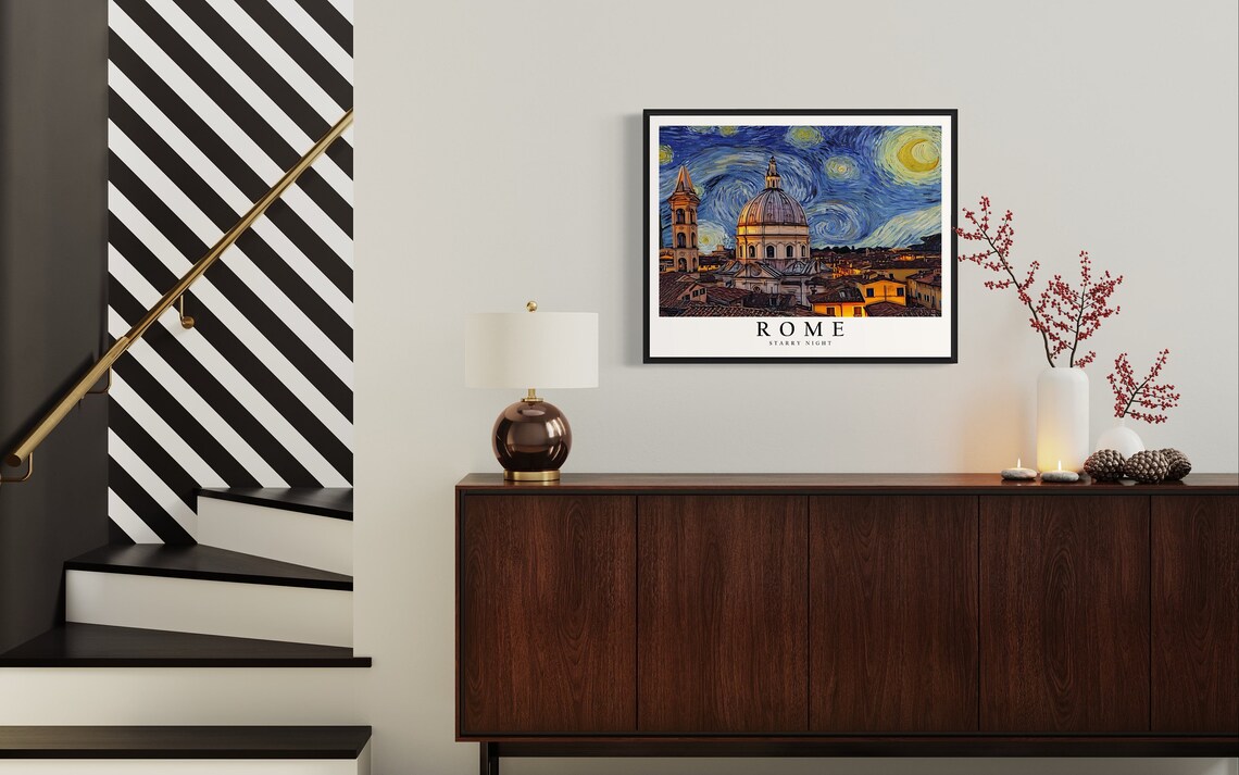 Rome Starry Night Skyline Van Gogh Inspired Travel City Poster - Image 4