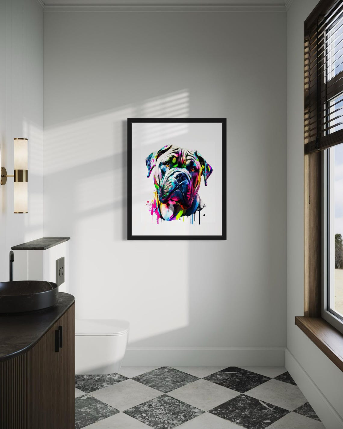 Cane Corso Rainbow Watercolor Portrait Splash Ink Art Poster - Image 4