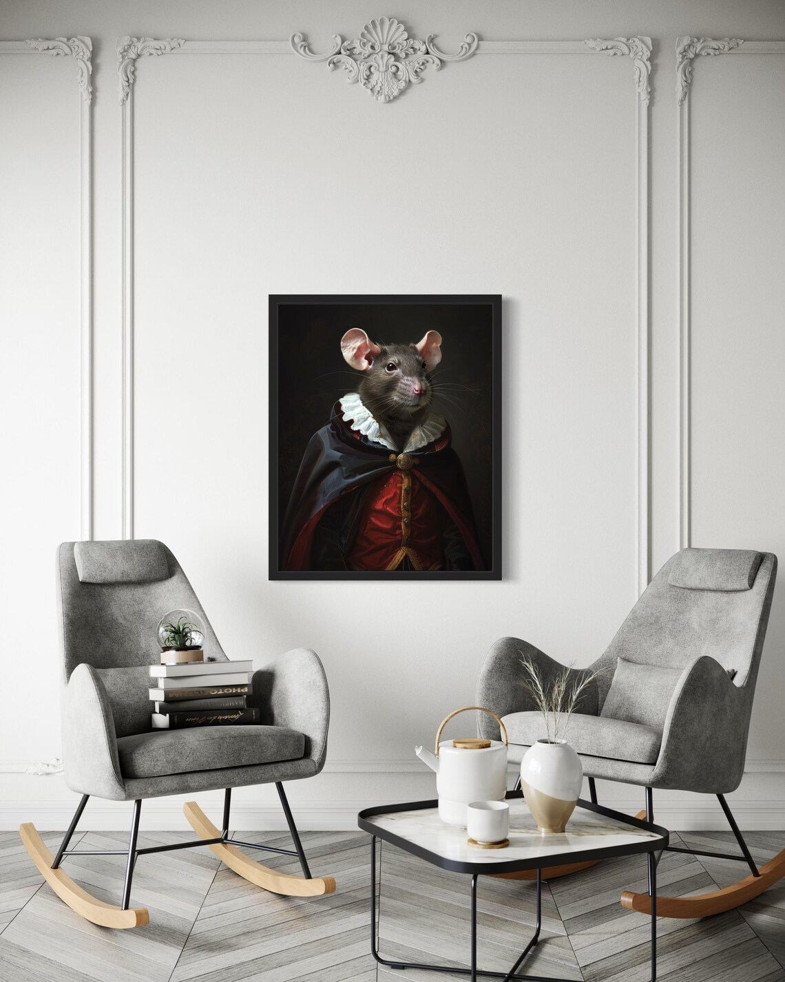 Rat Vampire Aristocratic Gothic Portrait Oil Painting Poster - Image 3