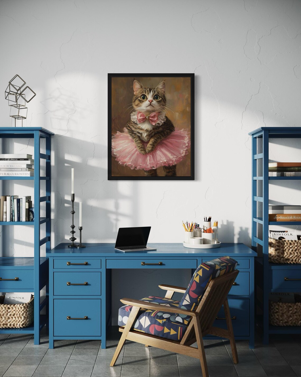 Ballerina Cat in Pink Tutu Whimsical Tabby Dancer Portrait Poster - Image 4