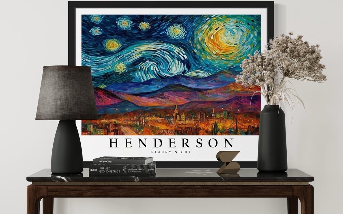 Henderson Nevada Desert Valley City Starry Night Lights Poster - Image 3