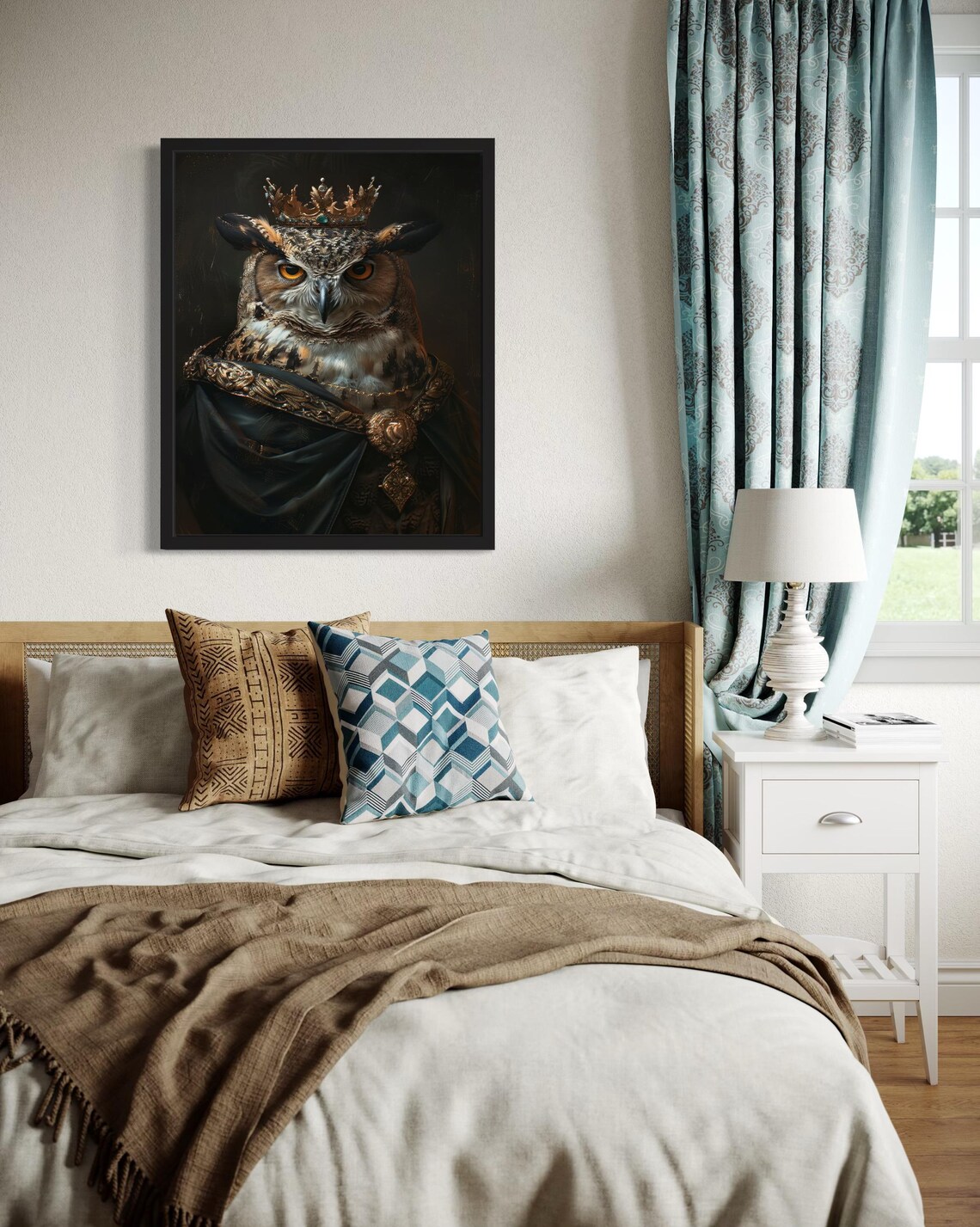 Owl King Vampire Crowned Golden Dark Gothic Portrait Travel Poster - Image 4