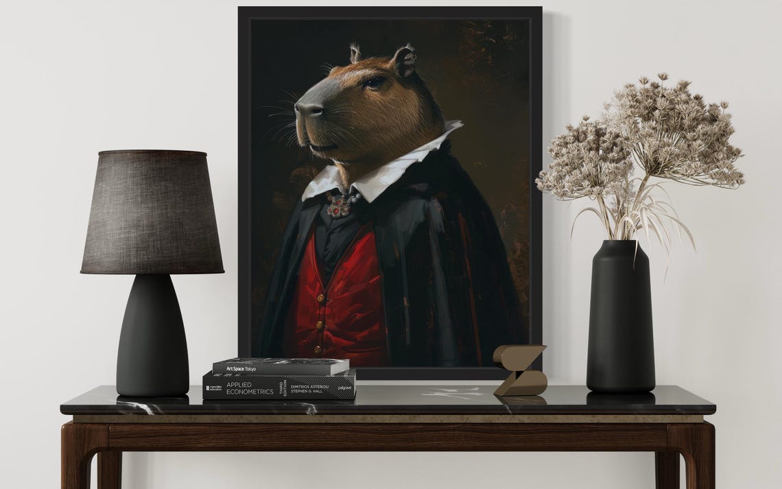 Capybara King Vampire Gothic Aristocrat Oil Painting Portrait Poster - Image 3